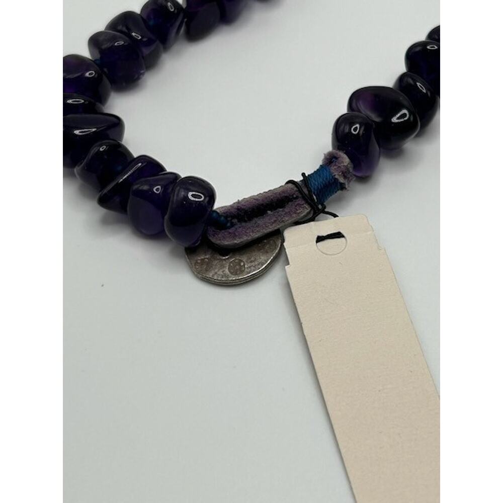 NWT Peyote Bird Amethyst Chip Beads Necklace Genuine Stone Sterling Silver 17" - Picture 9 of 9